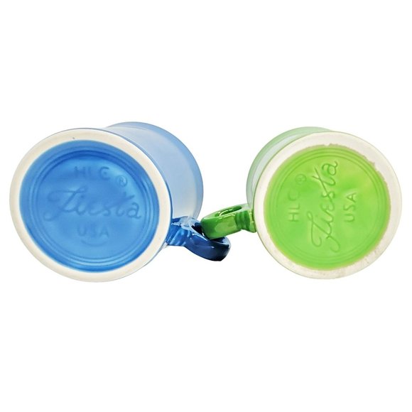 Fiesta Fiestaware VTG Set of 2 Mugs Blue Lime Green Homer Laughlin Ceramic - Picture 3 of 4